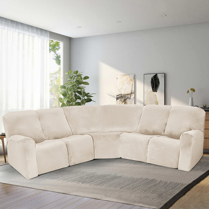 Latitude Run® Velvet Stretch 7Piece Sectional Sofa CoversReclining